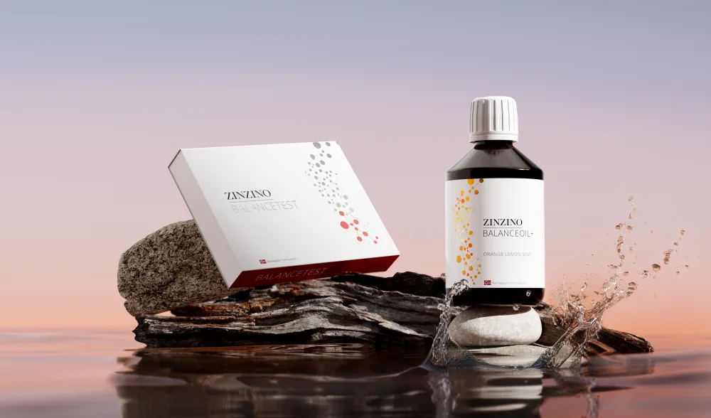 Zinzino BalanceTest en BalanceOil+ op steen aan het water